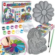 Stepping Stone Kit for Kids, FunKidz Paint Your Own Unicorn Flower Stepping Stones Mosaic Rock Art Garden Stuff for Girls and Boys