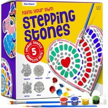 Stepping Stone Painting Kit for Kids - Paint 5 Garden Stones - Arts and Crafts for Boys & Girls Ages 4-12 - Birthday Craft Gift Ideas