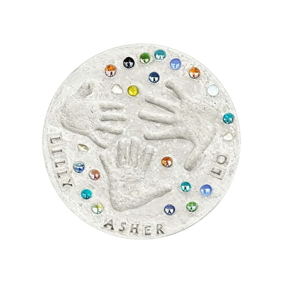 Stepping Stone for Kids DIY Handprint Gift Kit Indoor Outdoor Family Keepsake Gift, Includes 1 Mod, 26 Letter Stamps, and Colored Stones
