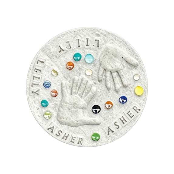 Stepping Stone for Kids DIY Handprint Gift Kit Indoor Outdoor Family Keepsake Gift, Includes 1 Mod, 26 Letter Stamps, and Colored Stones