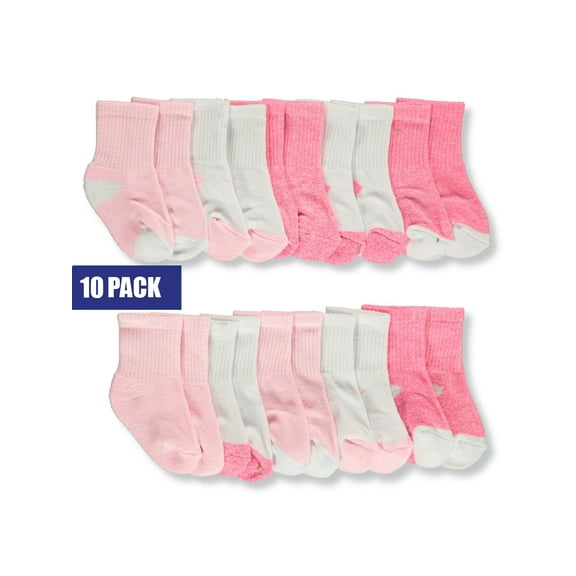 Stepping Stones Baby Girls' 10-Pack Athletic Crew Socks Color: pink Size: 6 - 12 months