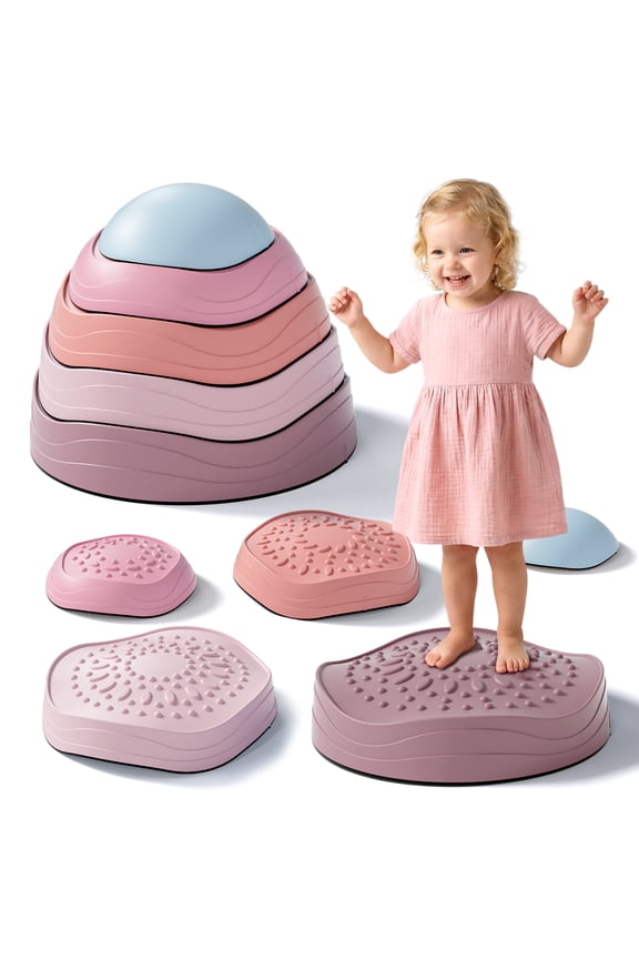 Stepping Stones for Kids, Upgraded Support Bones Toddler Stepping Stones, 5 Pcs Non-Slip Balance Stepping Stones, Up to 220lbs, Coordination Skills Sensory Toys for Ages 2 3 4 5 6+ Girls