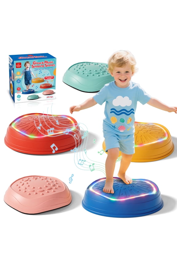 Stepping Stones for Kids, Upgraded Toddler Stepping Stones with Lights & Sounds, 5 Pcs Non-Slip Balance Stepping Stones, Up to 220 lbs, Coordination Skills Sensory Toys for Ages 2 3 4 5 6+