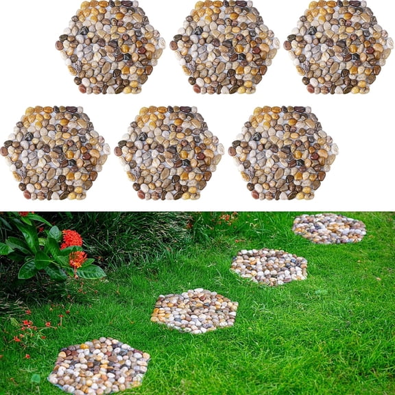 Unbranded Other Hexagon Natural River Rock Stepping Stones