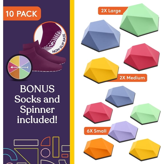 Stepping Stones for Kids - 6-Piece Set with Multi-Color Blocks for Balance, Coordination & Strength Training