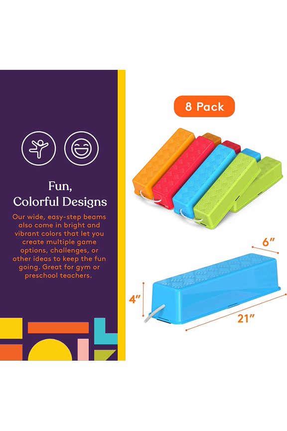Kids  Beams Set of 8 Non-Slip Rubber Stepping Stones for Indoor Outdoor