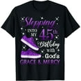 thumbnail image 1 of Stepping into my 45th birthday with God's grace & Mercy Girl T-Shirt100% cotton, 1 of 5
