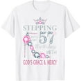 thumbnail image 1 of Stepping into my 57th birthday with God's grace & Mercy Lady T-Shirt100% cotton, 1 of 4