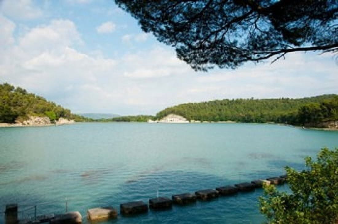 Stepping stones in the reservoir Canal de Marseille Rognes Bouches-Du-Rhone Provence-Alpes-Cote dAzur France Canvas Art - Panoramic Images (36 x 24)
