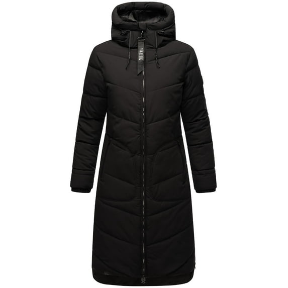 Marikoo Women's Knee-Length Quilted Winter Jacket with Hood - Benikoo