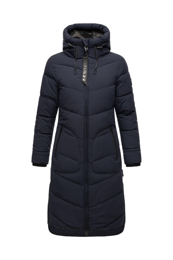 Women's Knee-Length Quilted Winter Jacket with Hood - Benikoo