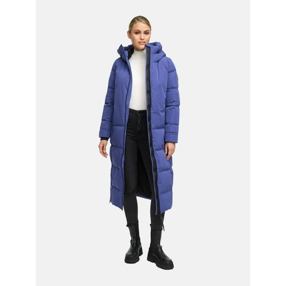 Marikoo Women's Quilted Winter Coat with Hood - Water-Repellent - Mid-Calf Length- Honiaa XVI