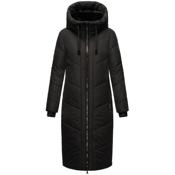 Marikoo Women's Calf-Length Winter Coat with Hood - Detachable Faux Fur Collar - Nadaree XVI