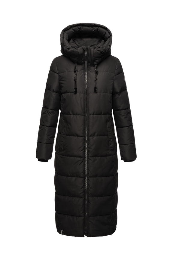 Women's Calf-Length Quilted Fall & Winter Coat - Detachable Hood - Nadeshikoo XVI