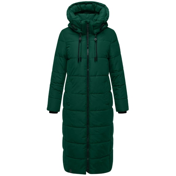 Marikoo Women's Calf-Length Quilted Fall & Winter Coat - Detachable Hood - Nadeshikoo XVI