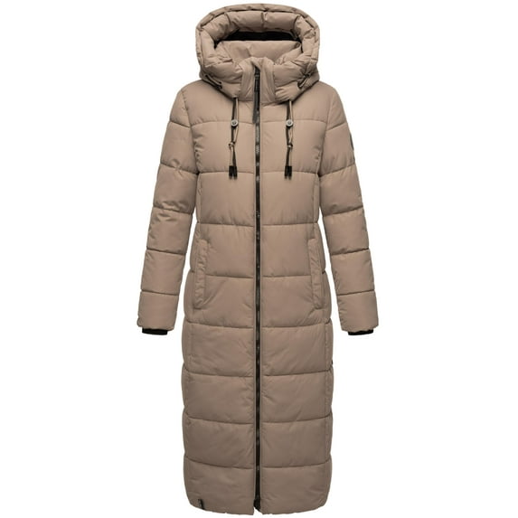 Marikoo Women's Calf-Length Quilted Fall & Winter Coat - Detachable Hood - Nadeshikoo XVI
