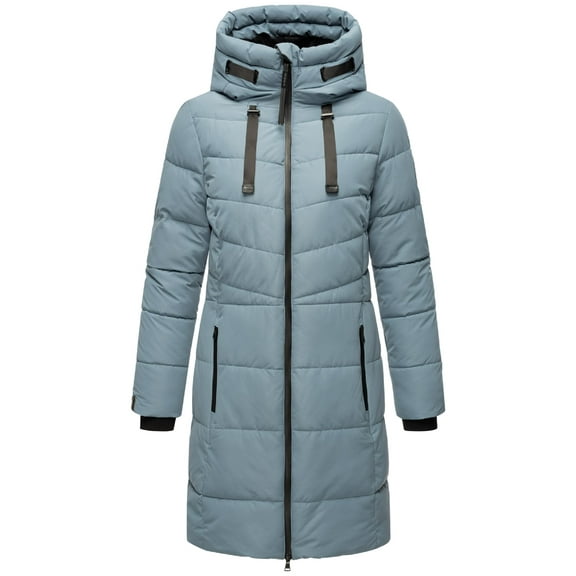 Marikoo Women's Warm Winter Coat with Hood - Quilted Thigh-Length Jacket - Natsukoo XVI