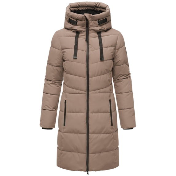 Marikoo Women's Warm Winter Coat with Hood - Quilted Thigh-Length Jacket - Natsukoo XVI