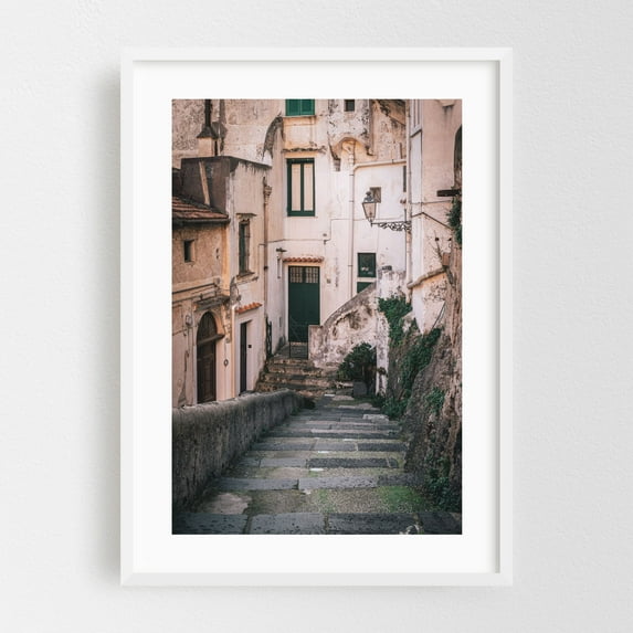 Steps, Amalfi Coast - Campania Italy Photography White Framed Wall Art Print 20 x 30 inches