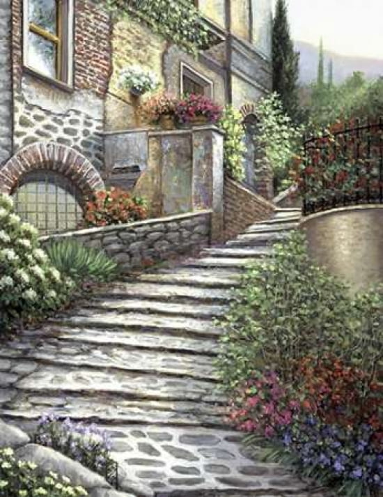Steps At Castiglione Canvas Art - Sambataro (18 x 24)