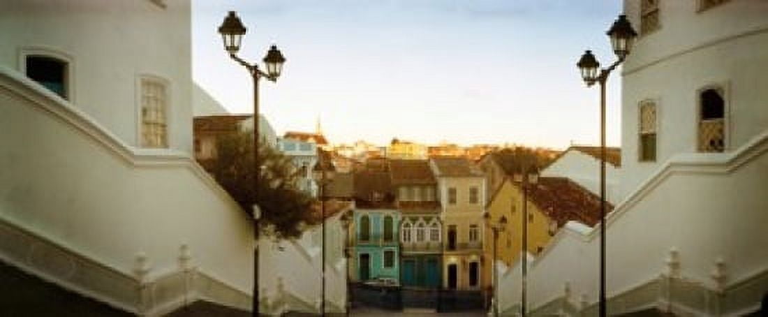 Steps leading up to Igreja do Santissimo Sacramento Do Passo Pelourinho Salvador Bahia Brazil Canvas Art - Panoramic Images (30 x 13)