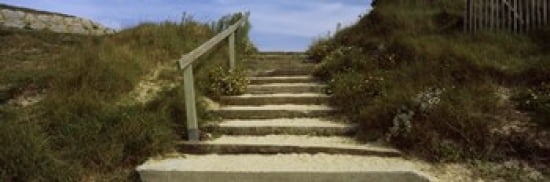 Steps onto a beach Pontusval Brignogan-Plage Brittany France Canvas Art - Panoramic Images (36 x 12)