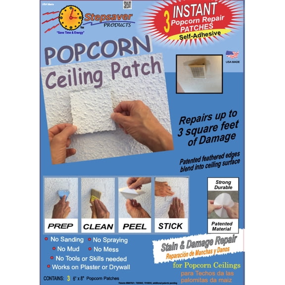 Stepsaver Products Self-Adhesive Popcorn Ceiling Repair Patch  Strips