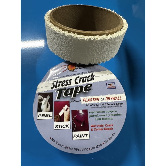 USA Made Stepsaver Self Adhesive Stress Crack Tape (1.25'' x 12' Textured Roll) Easily Repair Cracks and Corners Simply Peel Stick Paint. Item 7012
