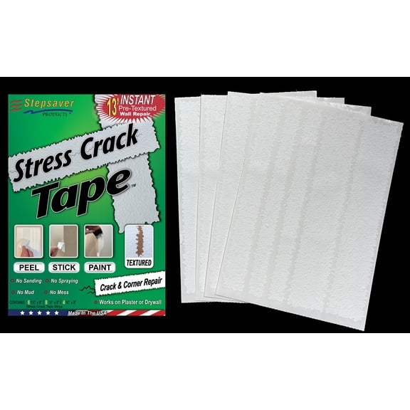 USA Made Stepsaver Self-Adhesive Stress Crack Tape Textured 12' Crack & Corner Repair Pack (Item 7206)