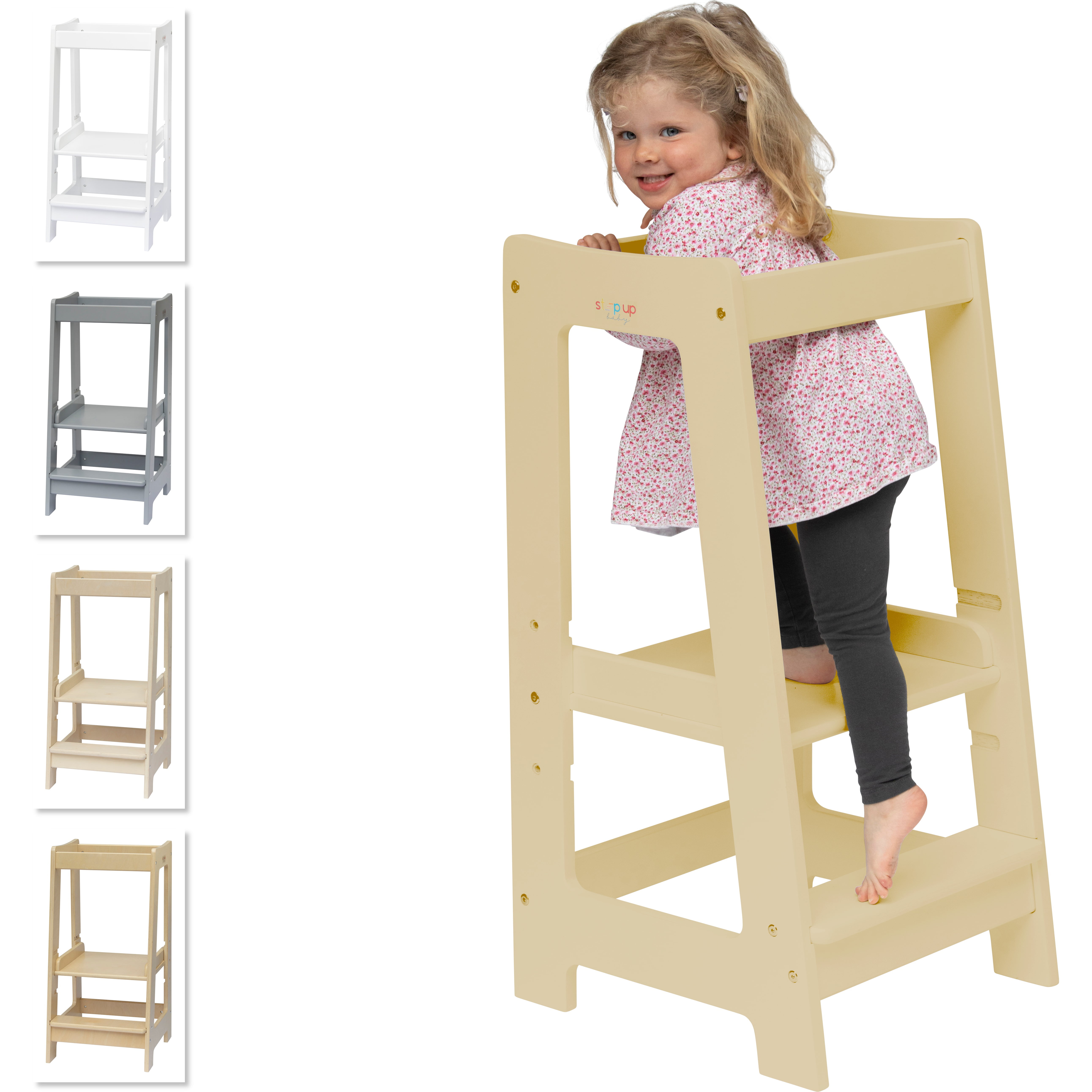 Stepup Baby Montessori Toddler Tower Wood Step Stool, Adjustable