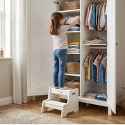 Stepup Baby Wooden Step Stool for Toddlers White   2-step Toddler Step Stool from Age 3+ Helps Children Reach Sinks and Counters Safely