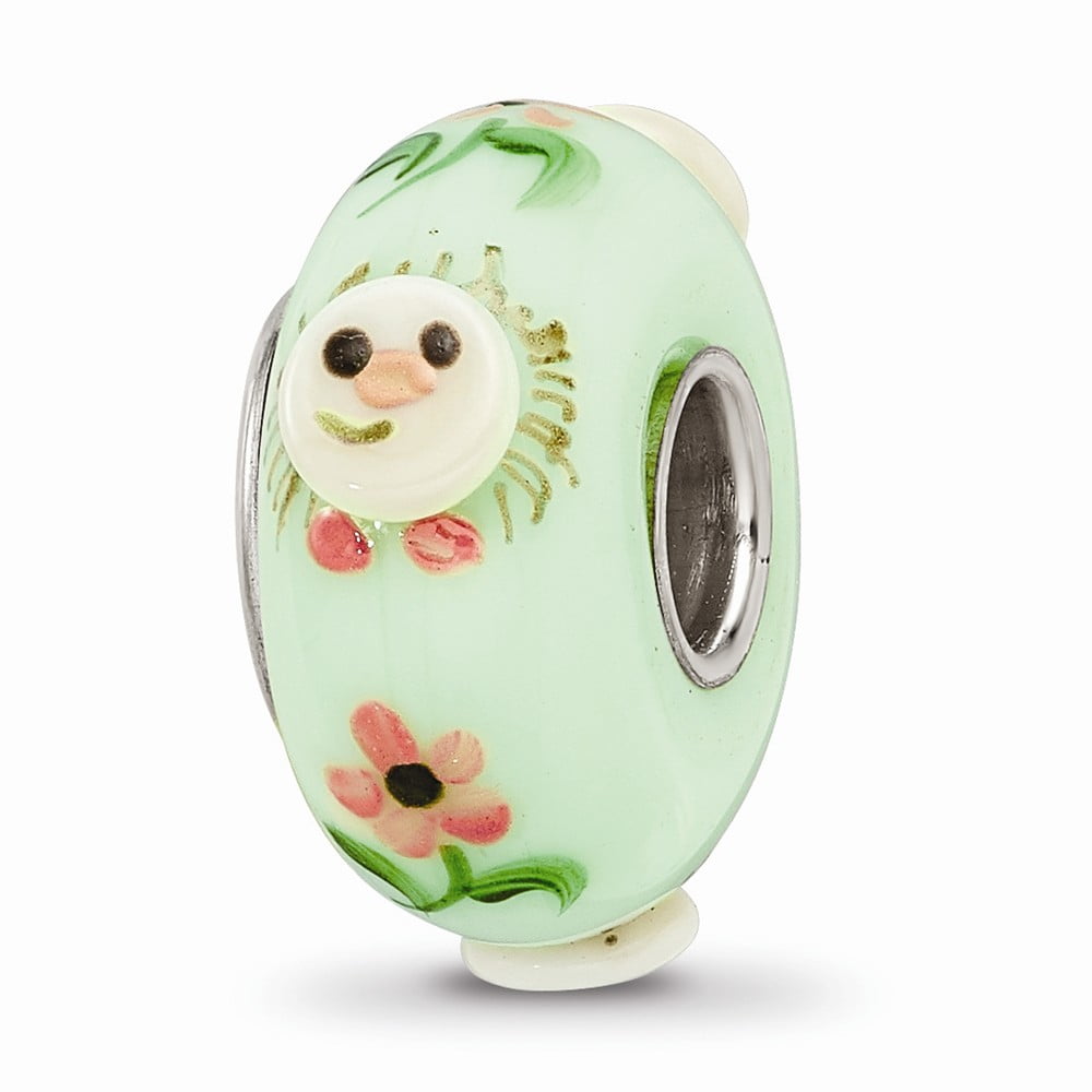 Ster.Silver Reflections Hand Painted Hattie Hedgehog Fenton Glass Bead; for Adults and Teens; for Women and Men