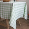 thumbnail image 1 of Sterakm Checkered Tablecloth for Rectangle Tables, Gingham Polyester Table Cloth, Wipeable Reusable Hand Washable Tablecloths, Light Green, 87"×55", 1 of 8