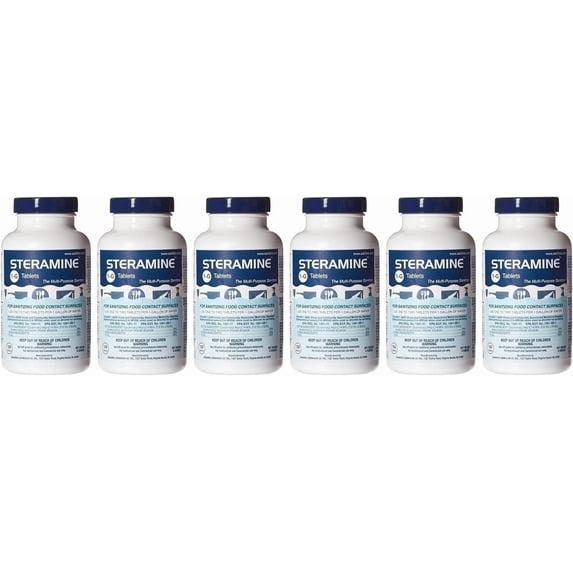Steramine Quaternary Sanitizing Tablets (6 Pack of 150 Each), Blue