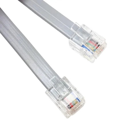 Steren 14ft 4C Modular Flat Telephone Line Cord Silver