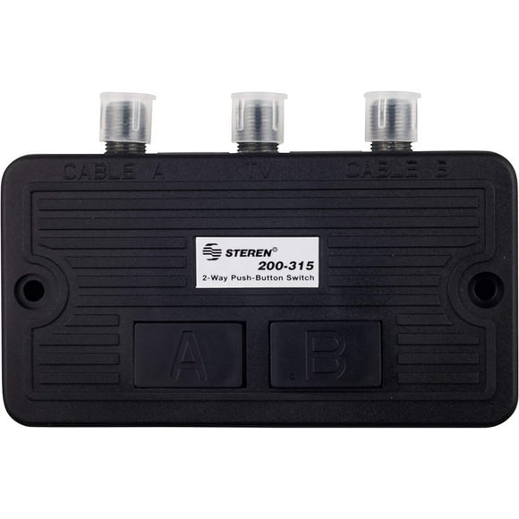 Steren 2-Way Coaxial A/B Push-Button Switch for TV, Antenna Splitter