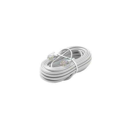 Steren 25ft 4C Modular Flat Telephone Line Cord White | Enhanced Performance and Durability