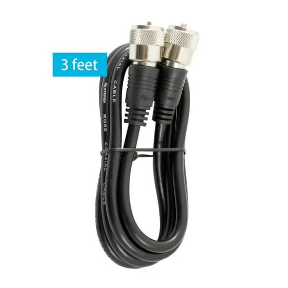 Steren Premium 2-Pack 3ft RG8X UHF Coaxial Cable - CB Antenna Cable with 50 Ohm for High-Powered Radio Applications