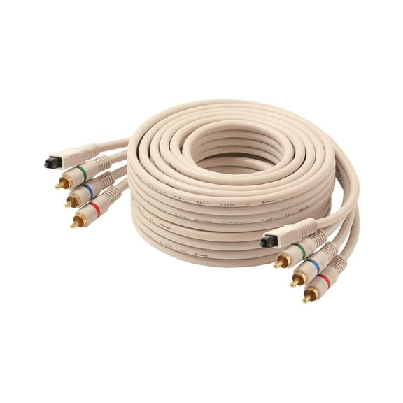 Steren 6ft 3-RCA+Toslink Component A/V Cable Ivory – High-Definition Video Optical Audio, Ivory