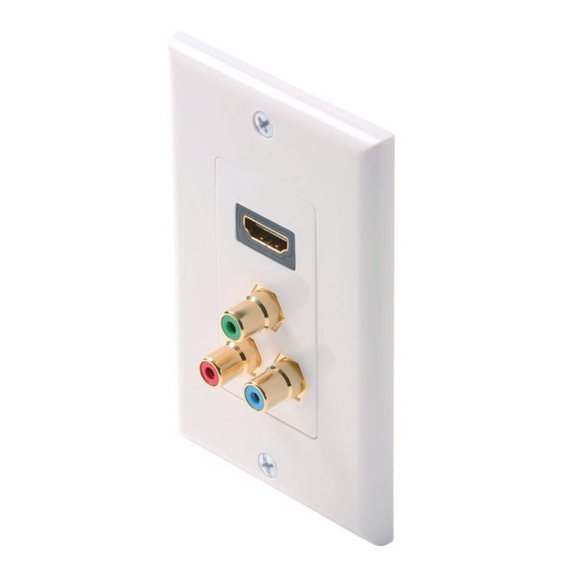 Steren Standard HDMI + 3-RCA Jack (R/G/B) Wall Plate White