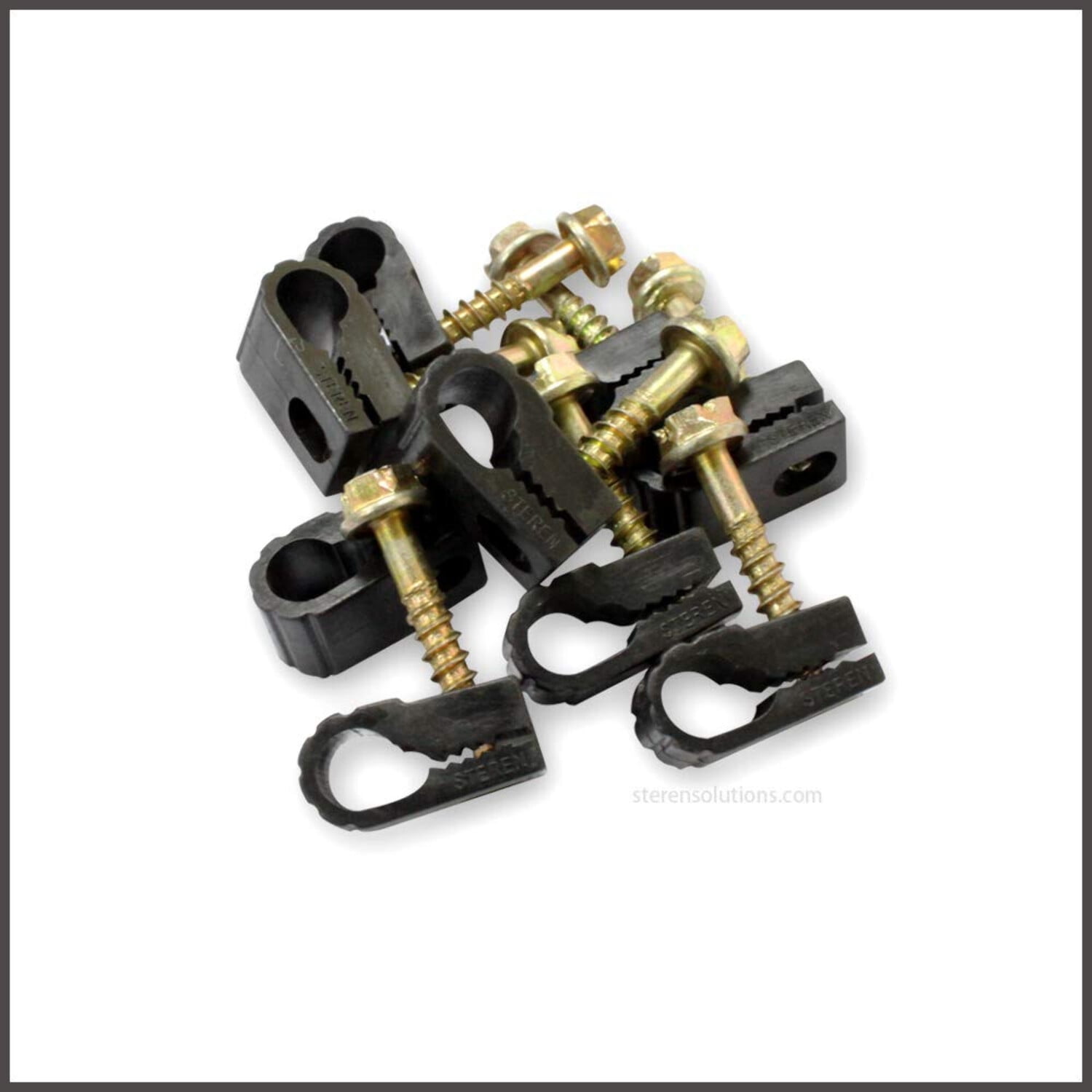Steren Single Coaxial GripClip Cable Clip with Screws Black 100 per