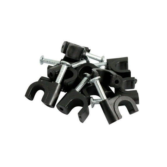 Steren Single RG6 Nail-in Cable Mounting Clip Black 100 per bag