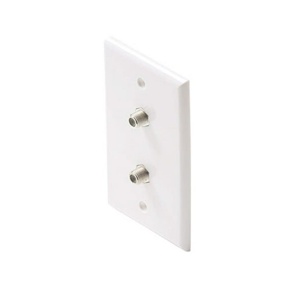 Steren White TV Wall Plate with 2-F81 Connector - High-Performance with Flush-Mount Design