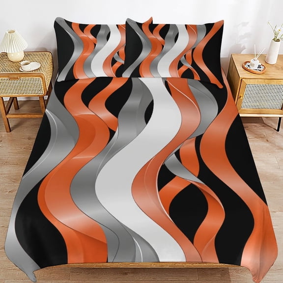 Stereo Abstract Line Gradient 3D Duvet Cover 3pcs Set Bedding Set Polyester Microfiber Quilt Cover for Bedroom Decoration King