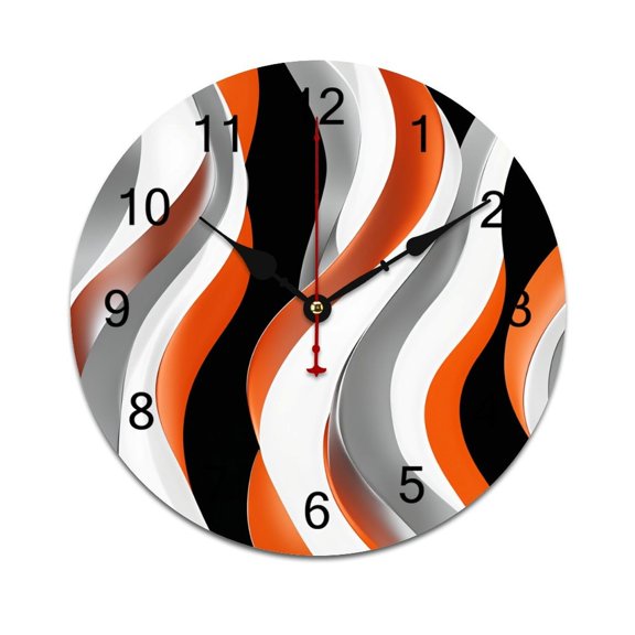 Stereo Abstract Line Gradient Printed Silent Wall Clock Round Kitchen Clock Chic Quiet Desk Clock For Living Room 10in
