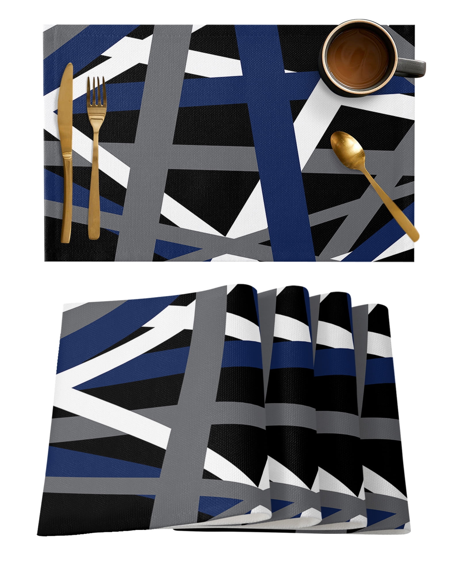 Stereo Abstract Line Gradient Purple Dining Placemat Table Tableware