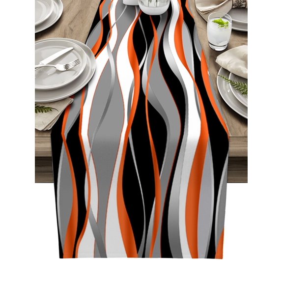 Stereo Abstract Line Gradient Red Table Runner Home Wedding Table Flag Mat Centerpieces Decoration Party Dining Long Tablecloth