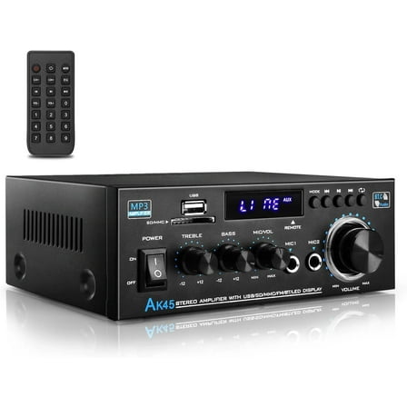 Stereo Amplifier Receiver, Wireless Bluetooth Stereo Power Amplifier,AK45 Stereo Audio Amplifier Receiver 2 Channel,HiFi Power Amplifier Home Theater Stereo Receiver for Home Speaker