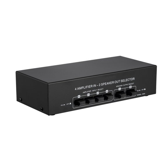 Stereo Amplifier / Selector Splitter Box, 4 in 2 out Switcher Compare 4 Amps or