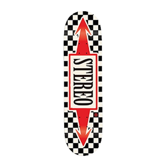 Stereo Arrow Checker Skateboard Deck - 8.0" White/Black/Red (Deck Only)